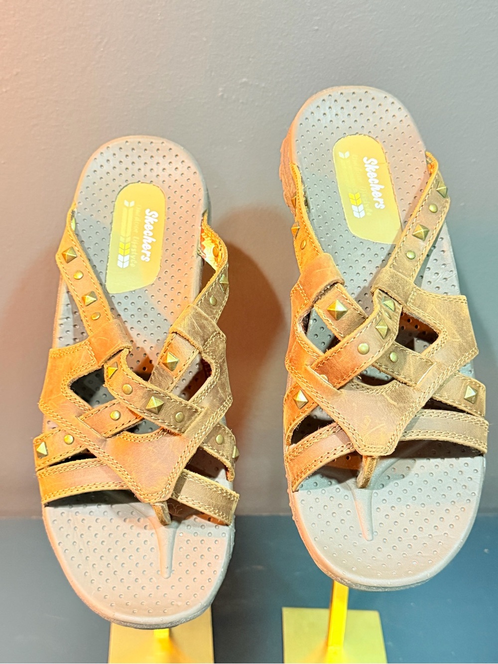 Skechers Women’s Tan Strappy Studded Sandal NWOT